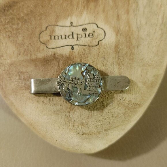 Kokopelli Abalone Inlay Tie or Money Clip Vintage Sterling Silver Stamped - Picture 11 of 15